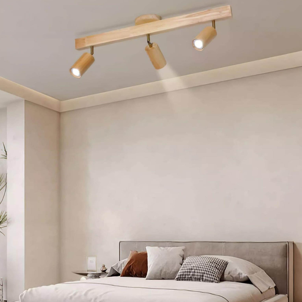 Adjustable Wood Spotlight Fixture - Mid Century Track Lighting