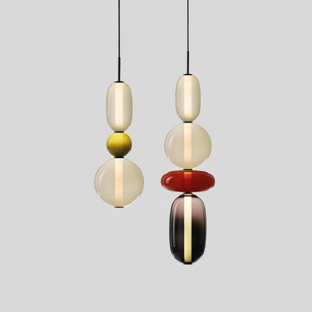 Gestapelte Glas-Hängeleuchte mit geometrischen Ebenen – Art-Déco-Stil