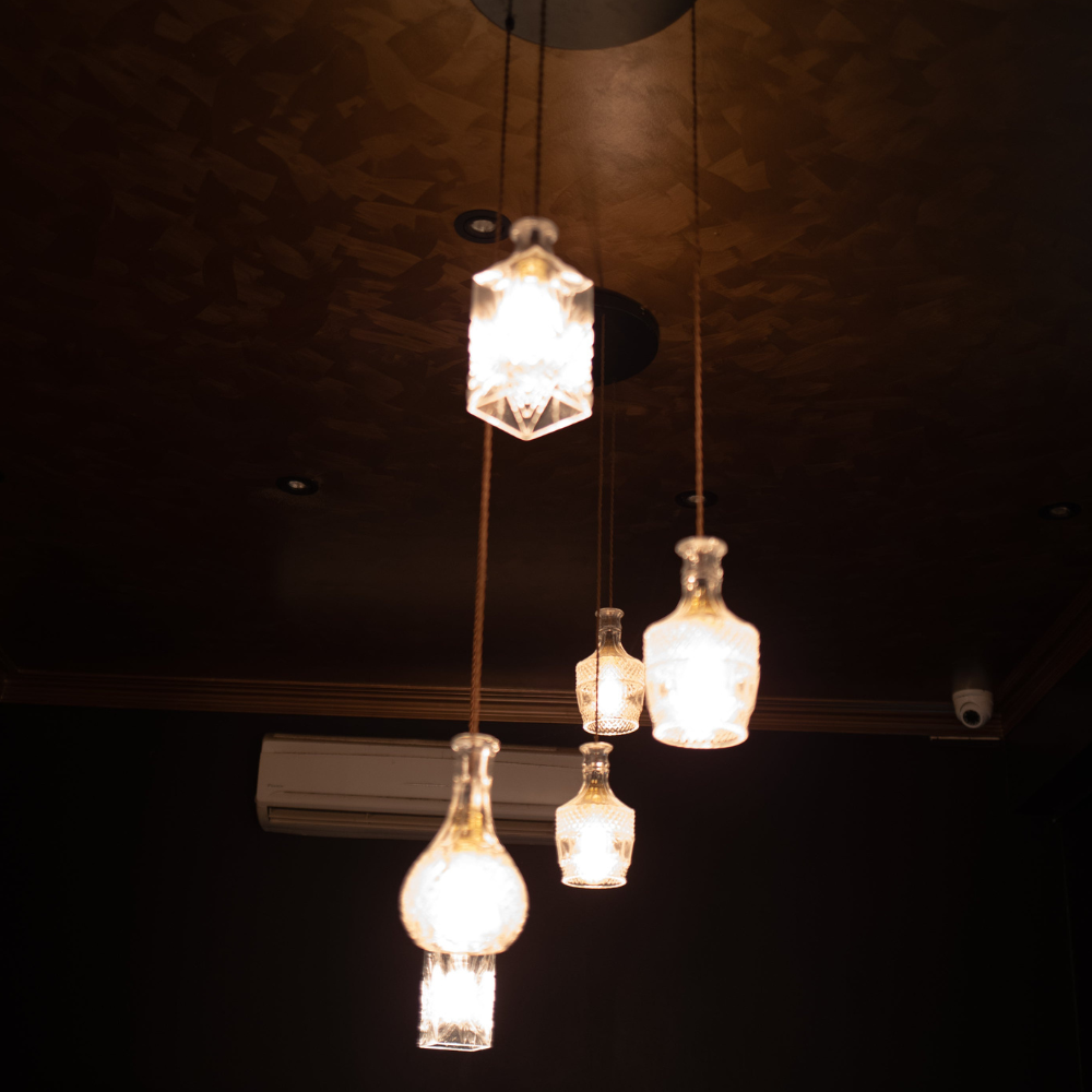 Modern Decanter Cut Glass Pendant Light - Vintage Bottle Style Hanging Lamp