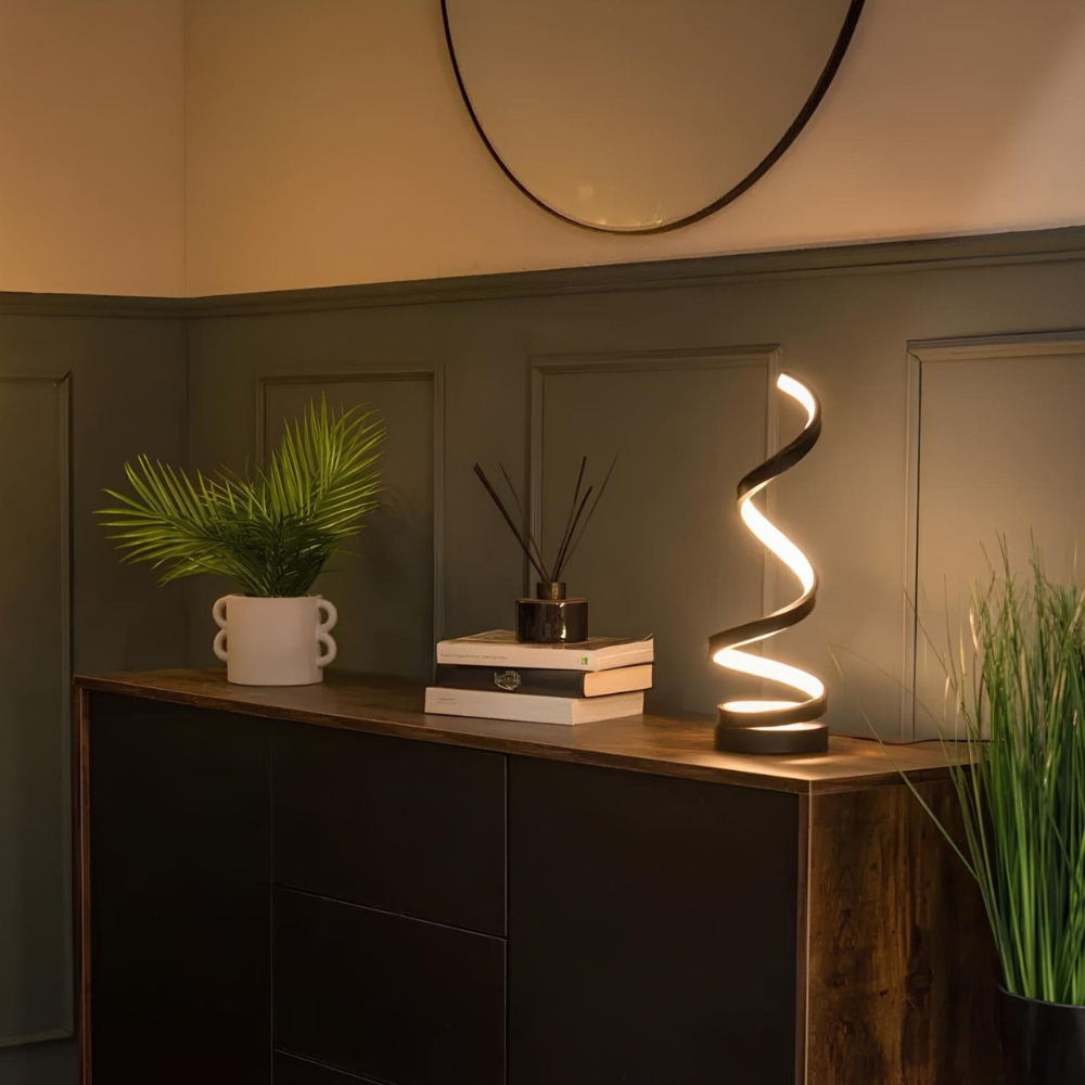 Lampe de table spirale moderne à DEL rechargeable par USB - Éclairage d'ambiance réglable