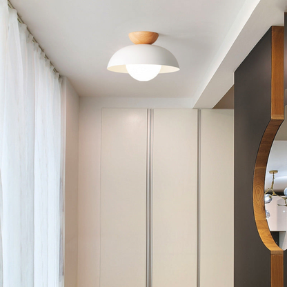 Flush Mount Ceiling Light with Nested Dome - Modern Mid Century Metal