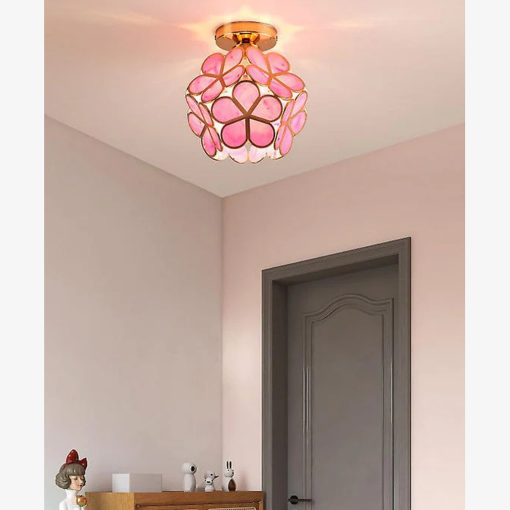 Floral Flush Mount Ceiling Light - Petal Design Acrylic Globe