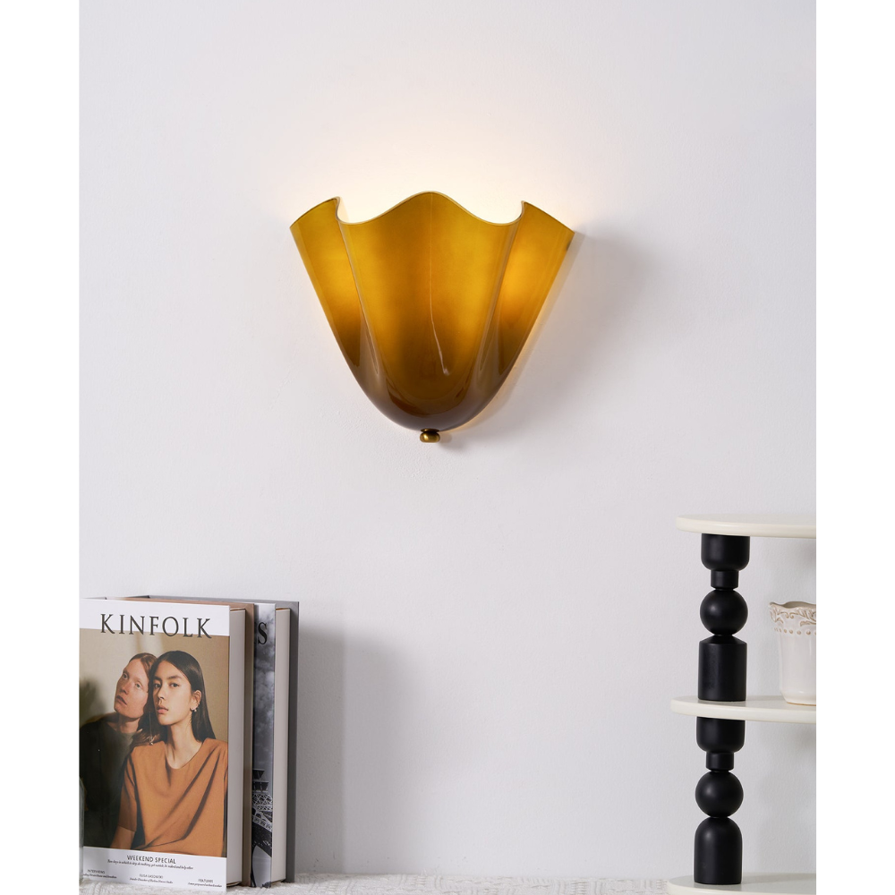 Moderne Glas-Wandlampe mit Rüschen - Organische blühende Blumen-Wandlampe
