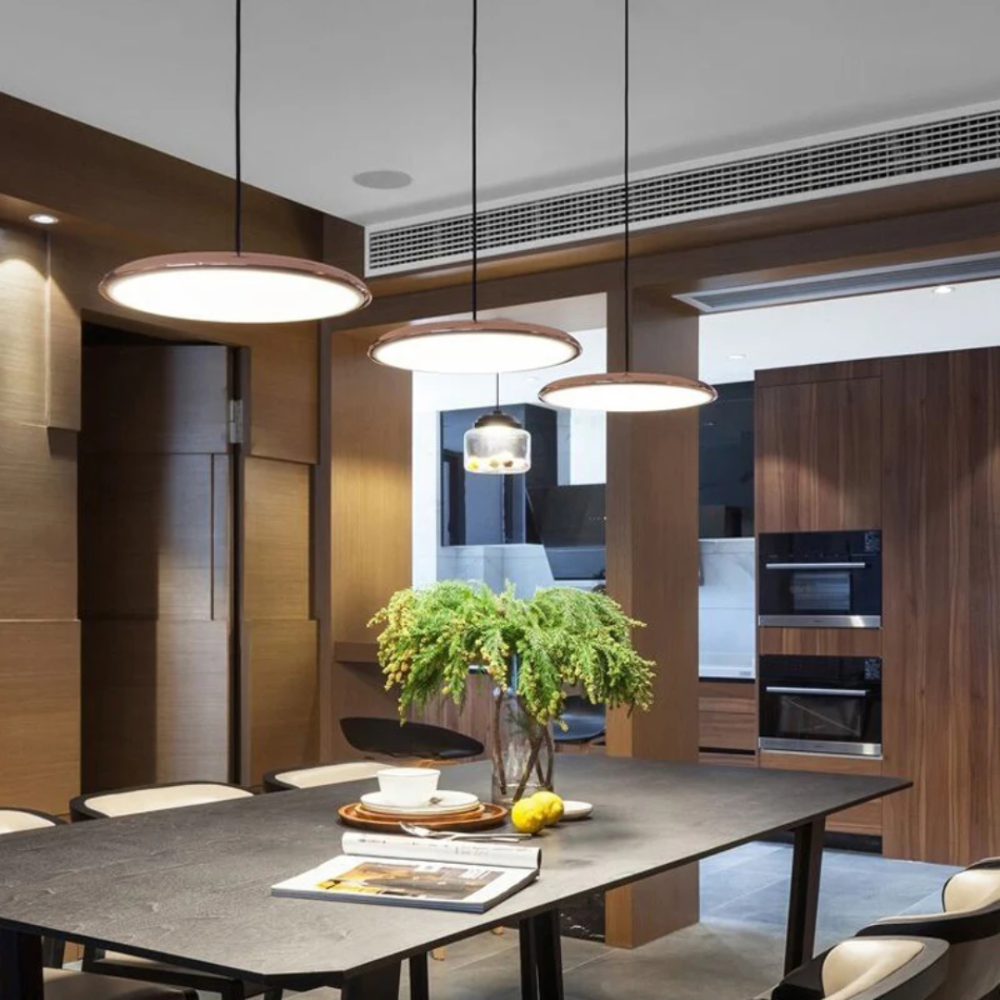 Saucer Ceiling Hanging Lamp with Metal Disc - Minimalist Nordic Decor