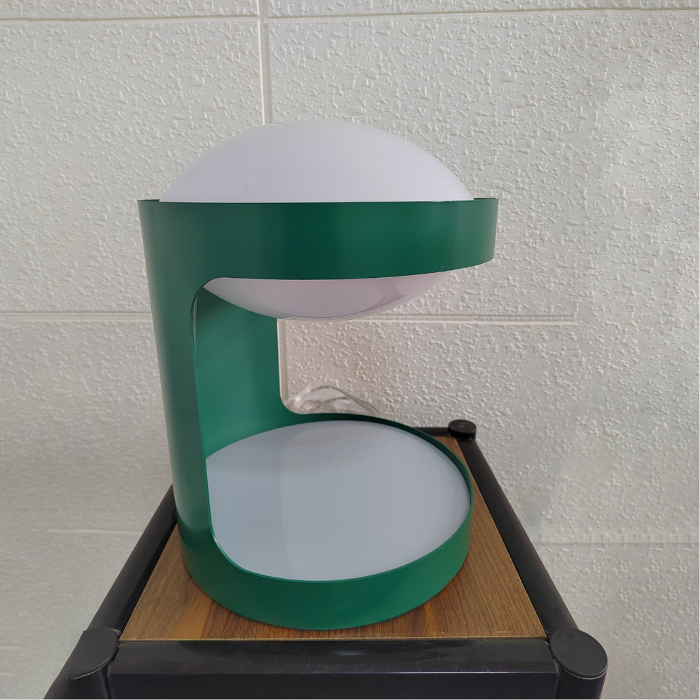 C-Shape Table Light with Frosted Glass Globe - Modern Bauhaus Green