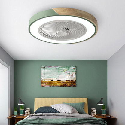 Flush Mount Ceiling Fan with Light and Wood Accents - Scandinavian Style