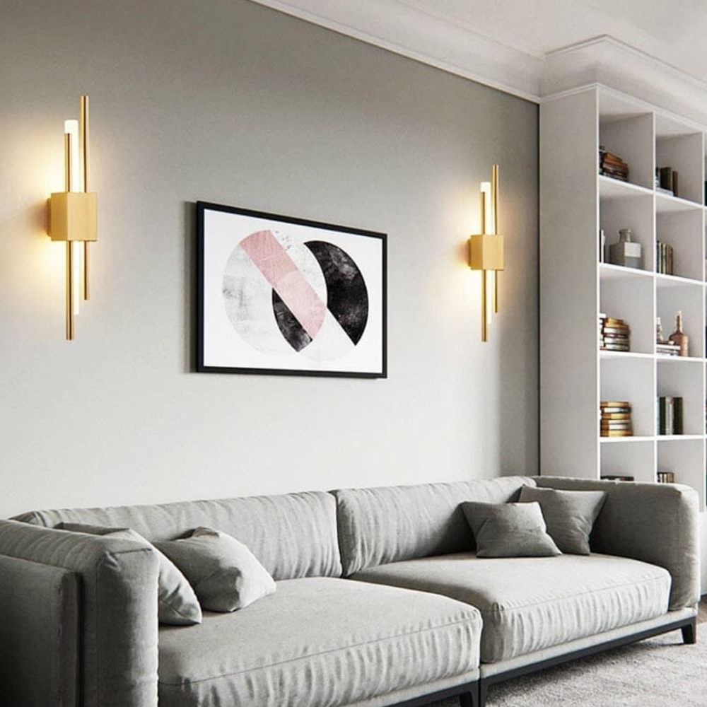 Art Deco Vertical Wall Sconce with Parallel Rods - Modern Style