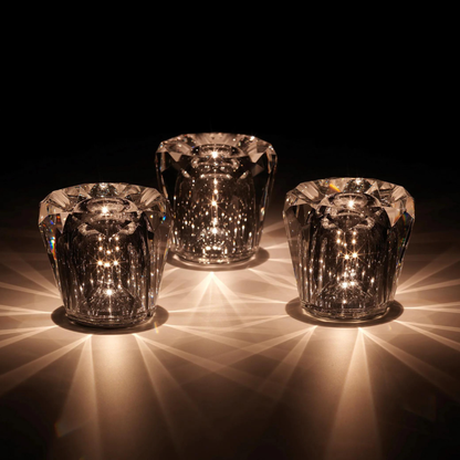 Crystal Table Lamp with Faceted Glass Body - Modern Geometric