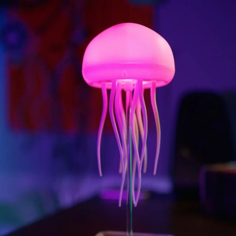 Lampe de table d'ambiance méduse flottante avec lumière suspendue changeant de couleur