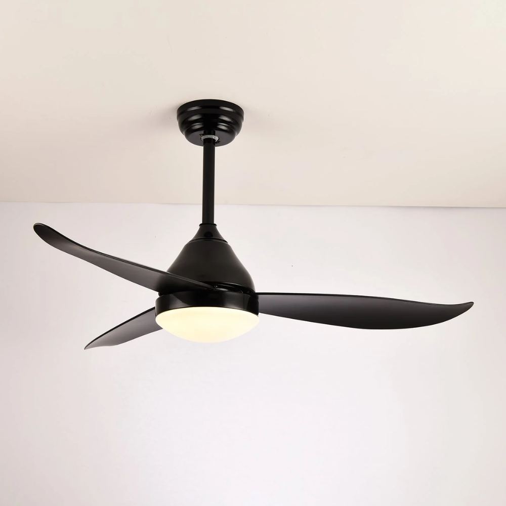 Ventilateur de plafond avec lumière et 3 pales aérodynamiques en ABS - Moderne milieu du siècle