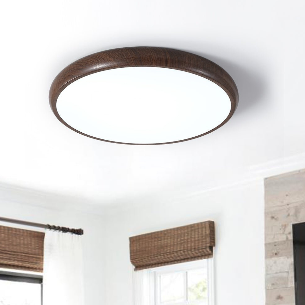 Plafonnier LED encastré avec cadre en acrylique effet bois - Style scandinave