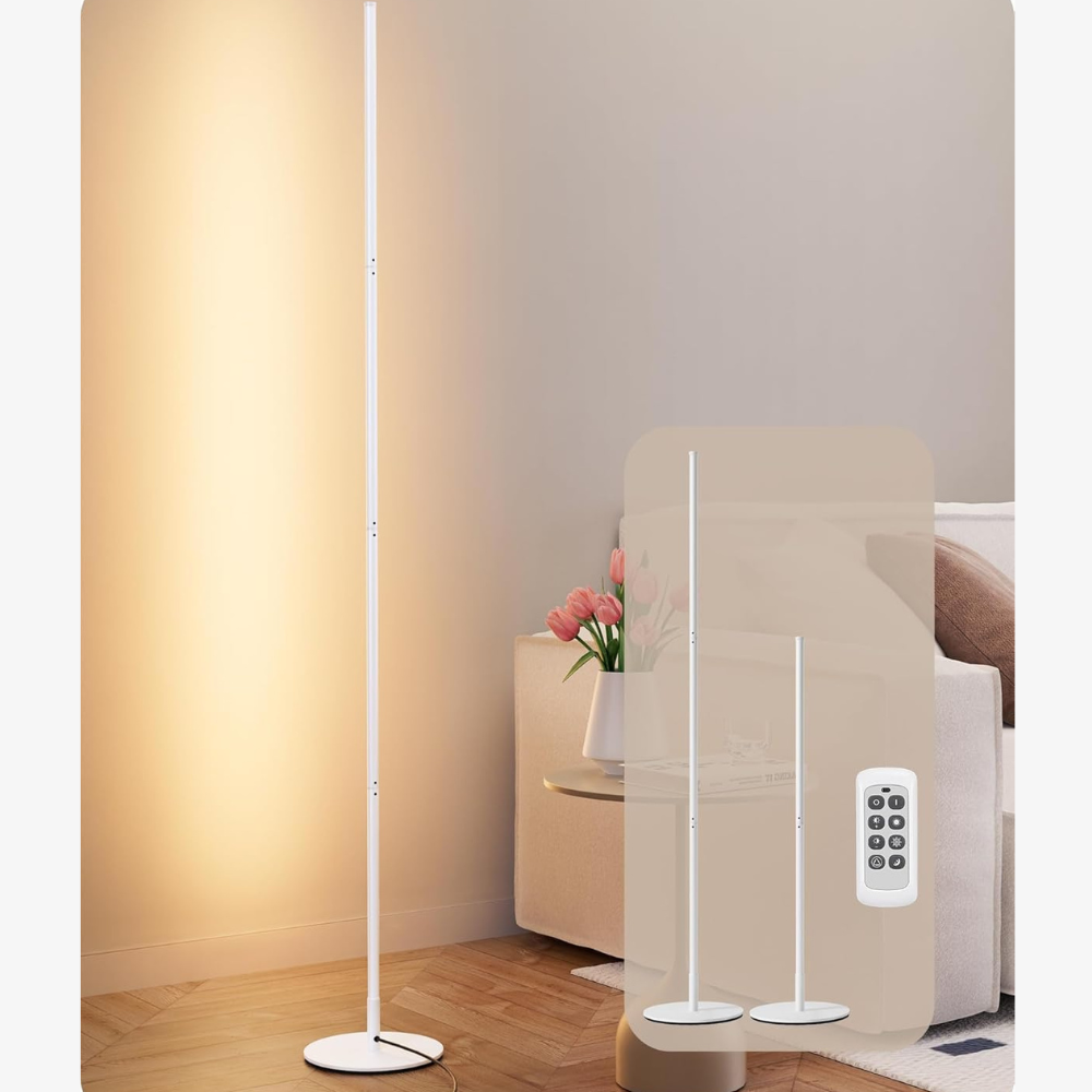 Dimmbare Stehlampe mit Fernbedienung und höhenverstellbarem LED-Stiel