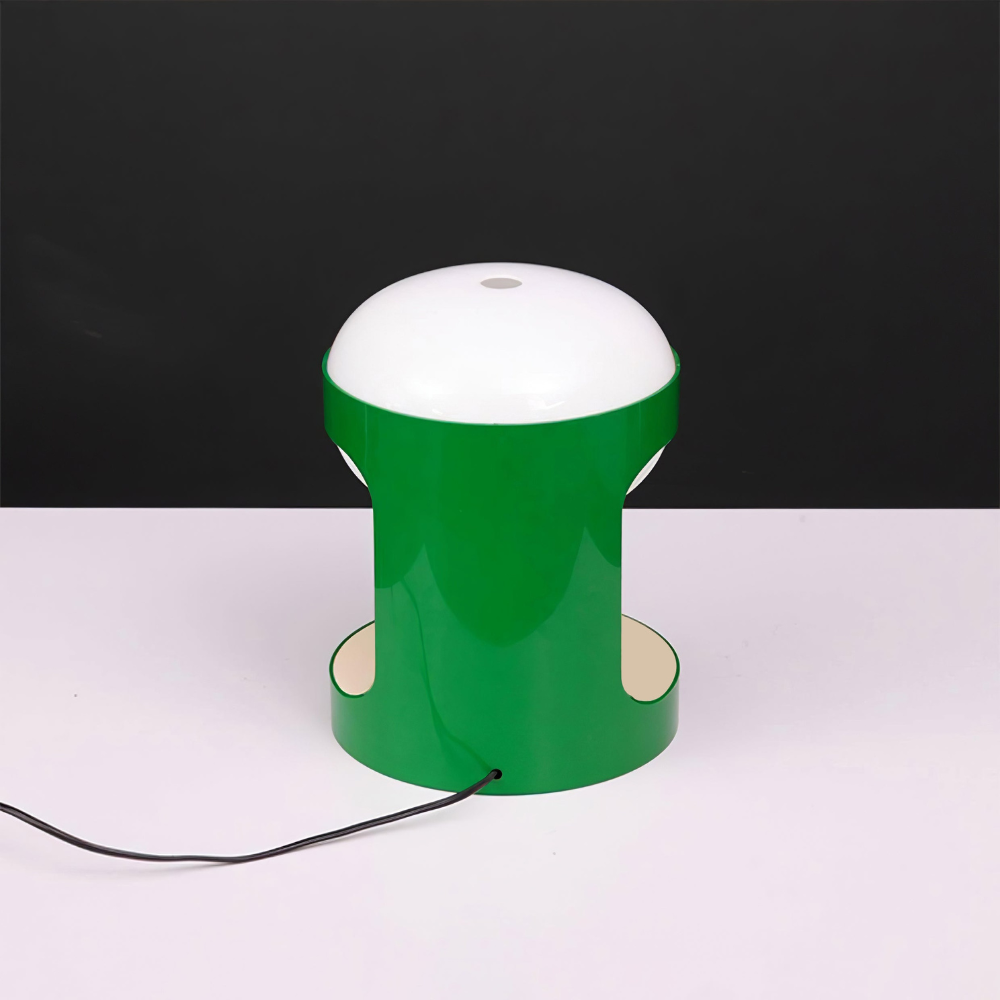 C-Shape Table Light with Frosted Glass Globe - Modern Bauhaus Green