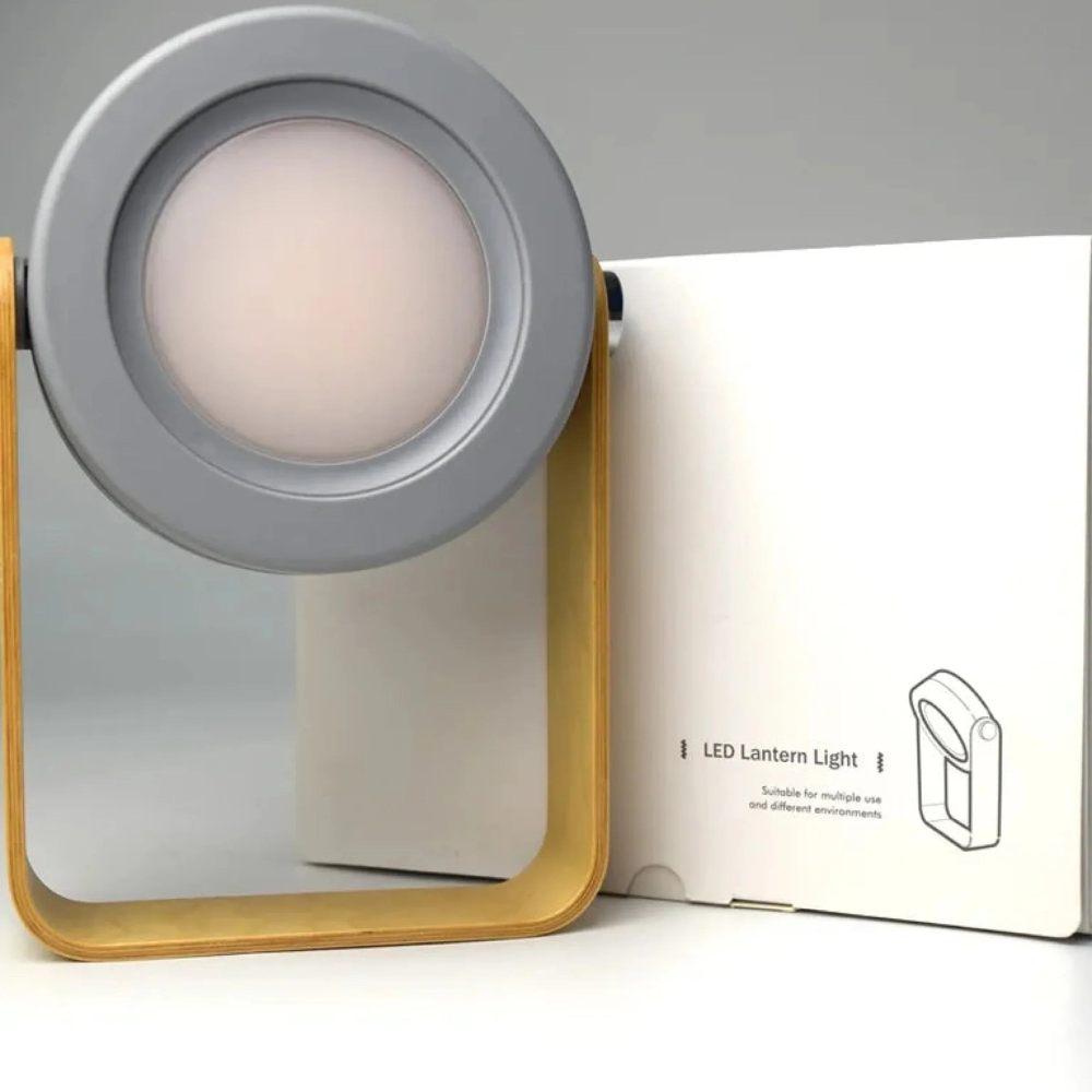 Folding LED Night Light Lantern - USB Rechargeable Timber Accents Lamp