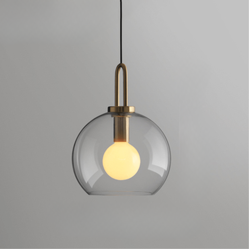Globus- und Kapselglas-Hängeleuchte mit Messingbogen – Moderner Stil