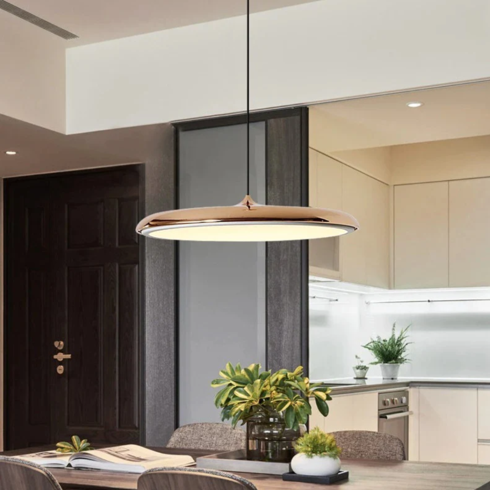 Saucer Ceiling Hanging Lamp with Metal Disc - Minimalist Nordic Decor