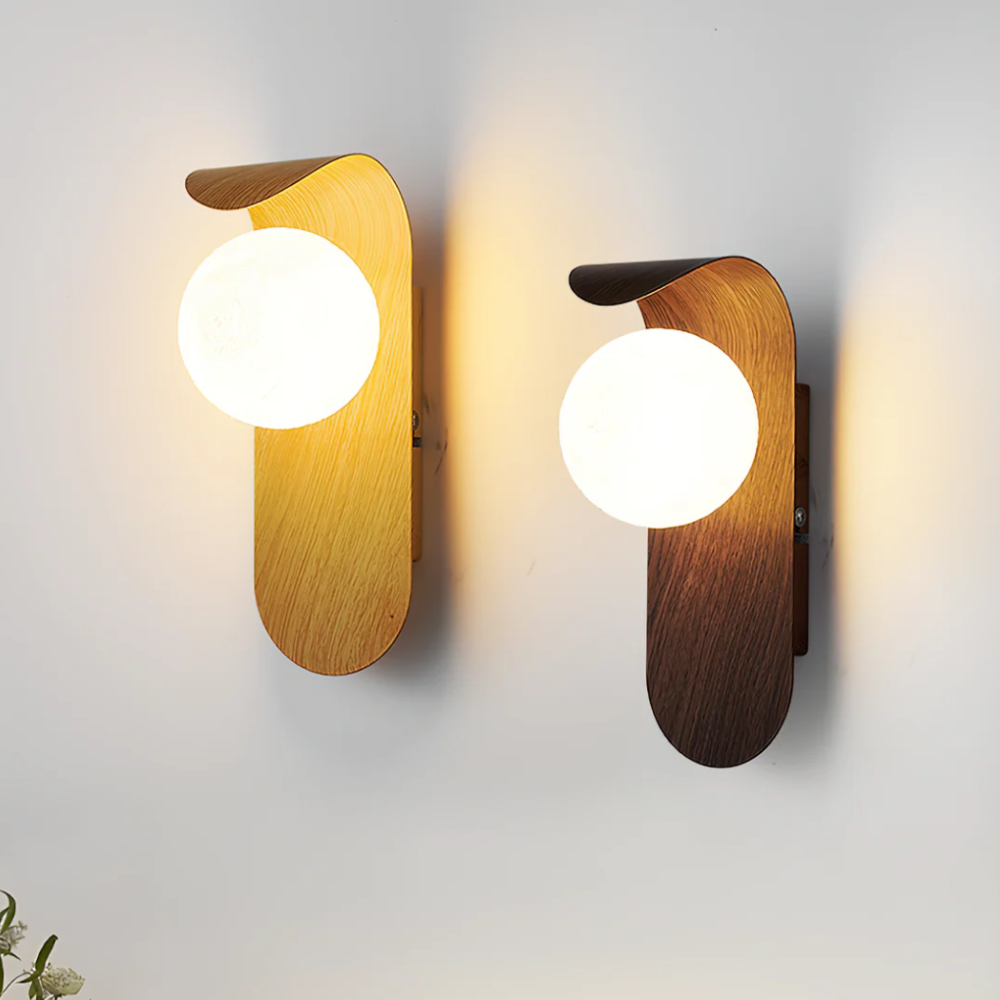 Applique murale en bois courbé architecturale - Applique murale globe minimaliste