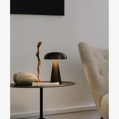 Mushroom Table Lamp with Metal Dome Shade - Modern Mid Century