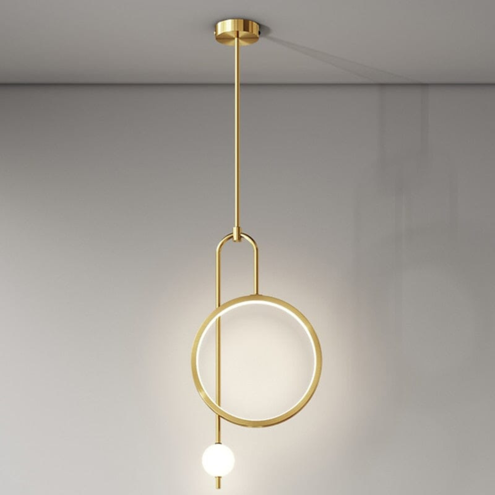 Asymmetrische Ring- und Kugel-Pendelleuchte – Modernes geometrisches Halo-Design