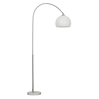 Adjustable Floor Lamp with Marble Base and Glass Dome - Mid Century Arc