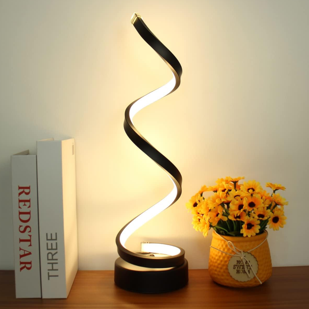 Lampe de table spirale moderne à DEL rechargeable par USB - Éclairage d'ambiance réglable