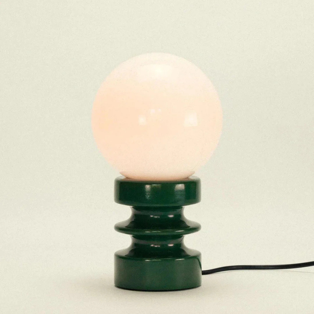 Table Lamp with Frosted Glass Globe Shade - Modern Mid Century Retro
