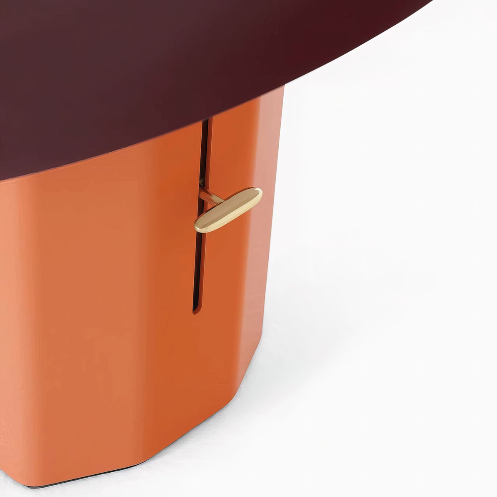 Mushroom Table Lamp with Slanted Shade and Dimmer Switch - Mid Century