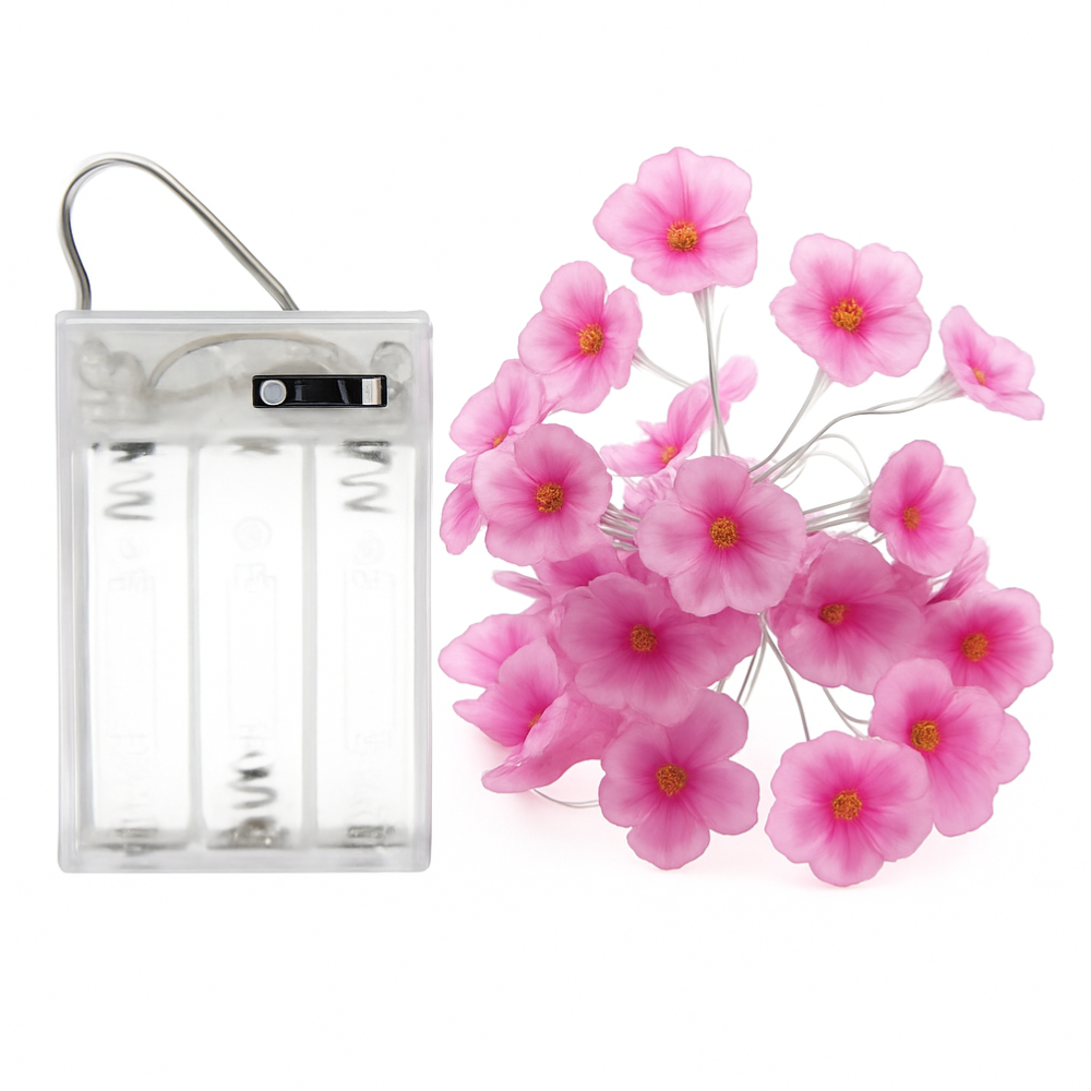 Battery Powered Fairy Lights Flower Design with USB Option and Flexible Wire - 20 or 30 LEDs