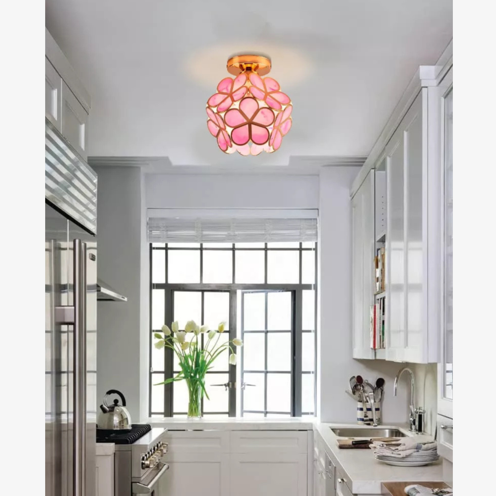 Floral Flush Mount Ceiling Light - Petal Design Acrylic Globe