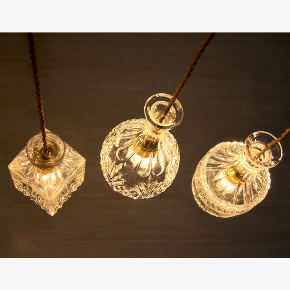 Modern Decanter Cut Glass Pendant Light - Vintage Bottle Style Hanging Lamp