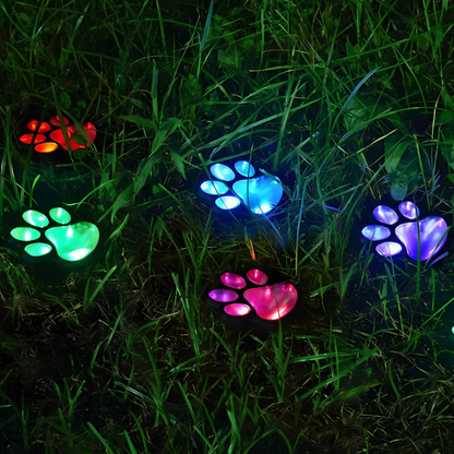 Solar Powered Paw Print Garden Lights - LED Outdoor Path Decor
