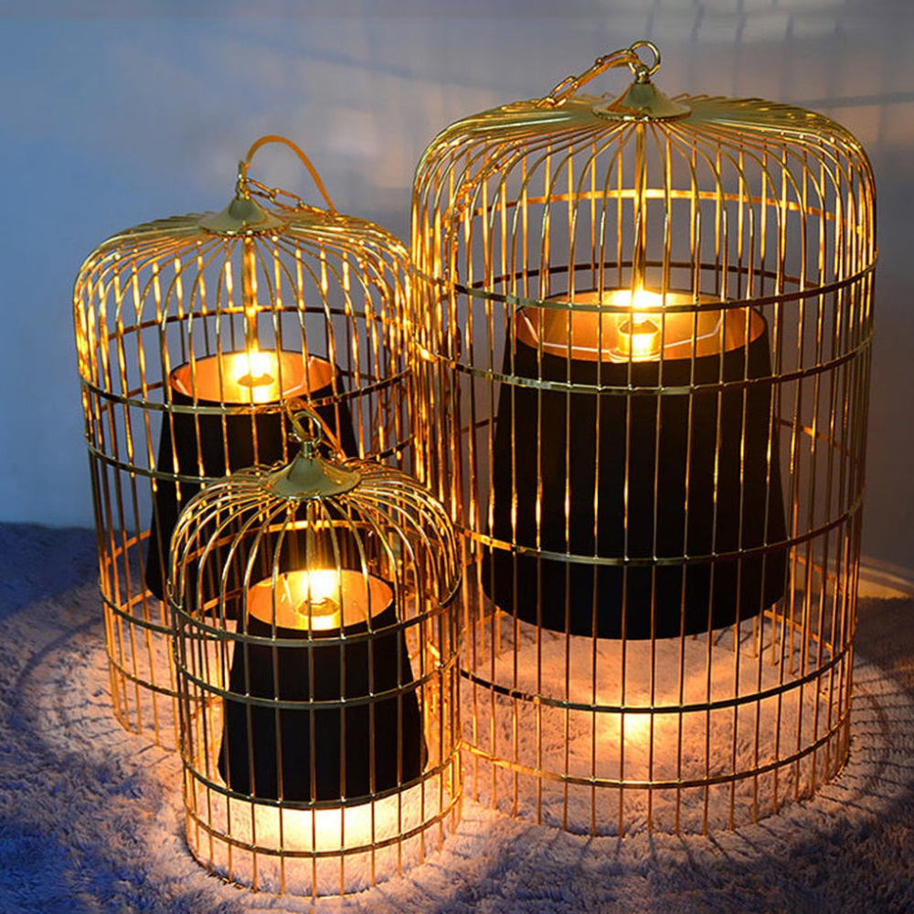 Modern Gold Birdcage Pendant Light - Art Deco Tiered Metal Pendant Lights