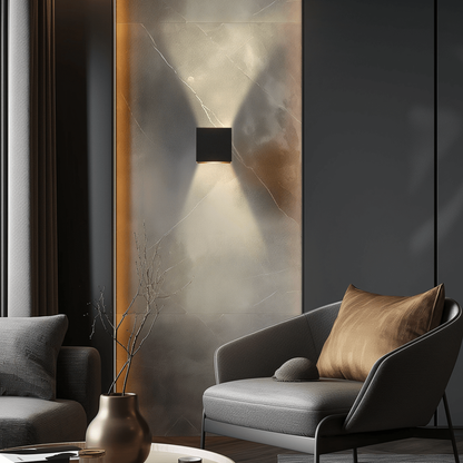 Modern Up and Down Cube Wall Sconce - Brushed Aluminum Geometric Light