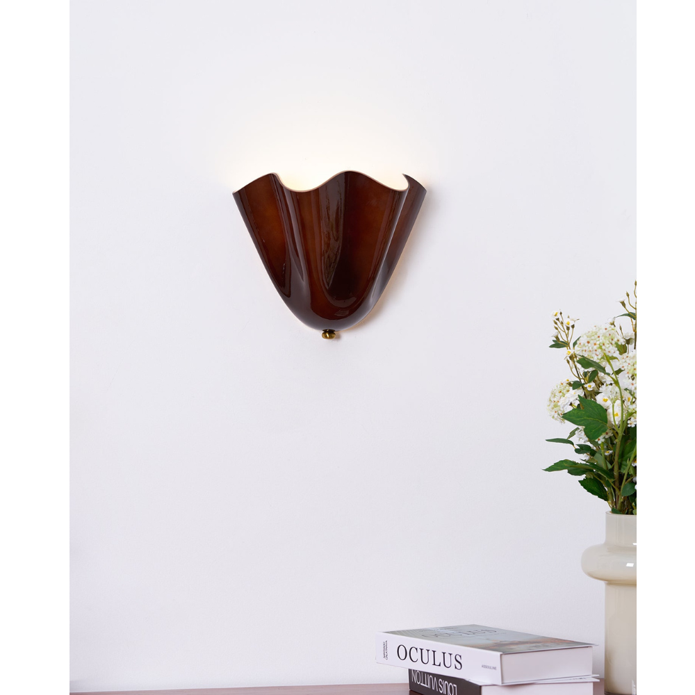 Moderne Glas-Wandlampe mit Rüschen - Organische blühende Blumen-Wandlampe