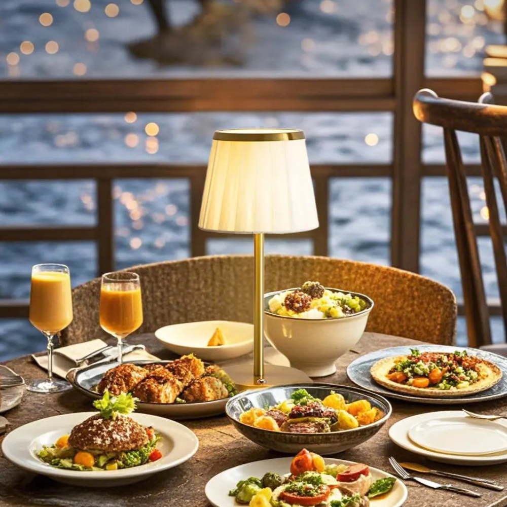 Wiederaufladbare Schreibtischlampe mit Eisenfuß – Tragbarer Art-Déco-Stil