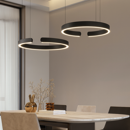 LED Ceiling Fixture with Adjustable Cable - Contemporary Ring Design