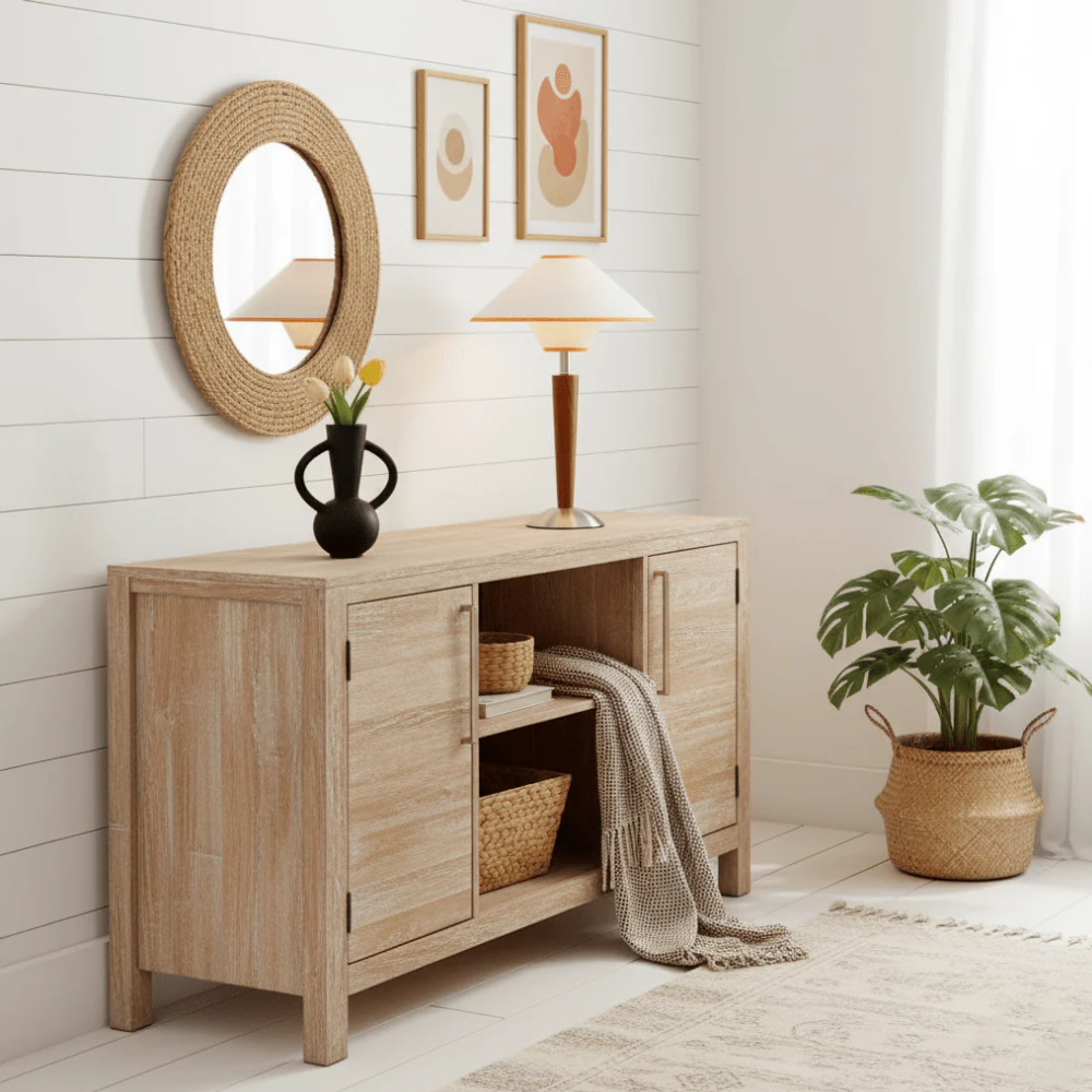 Lampe de table moderne à pied effilé du milieu du siècle avec abat-jour en tissu évasé