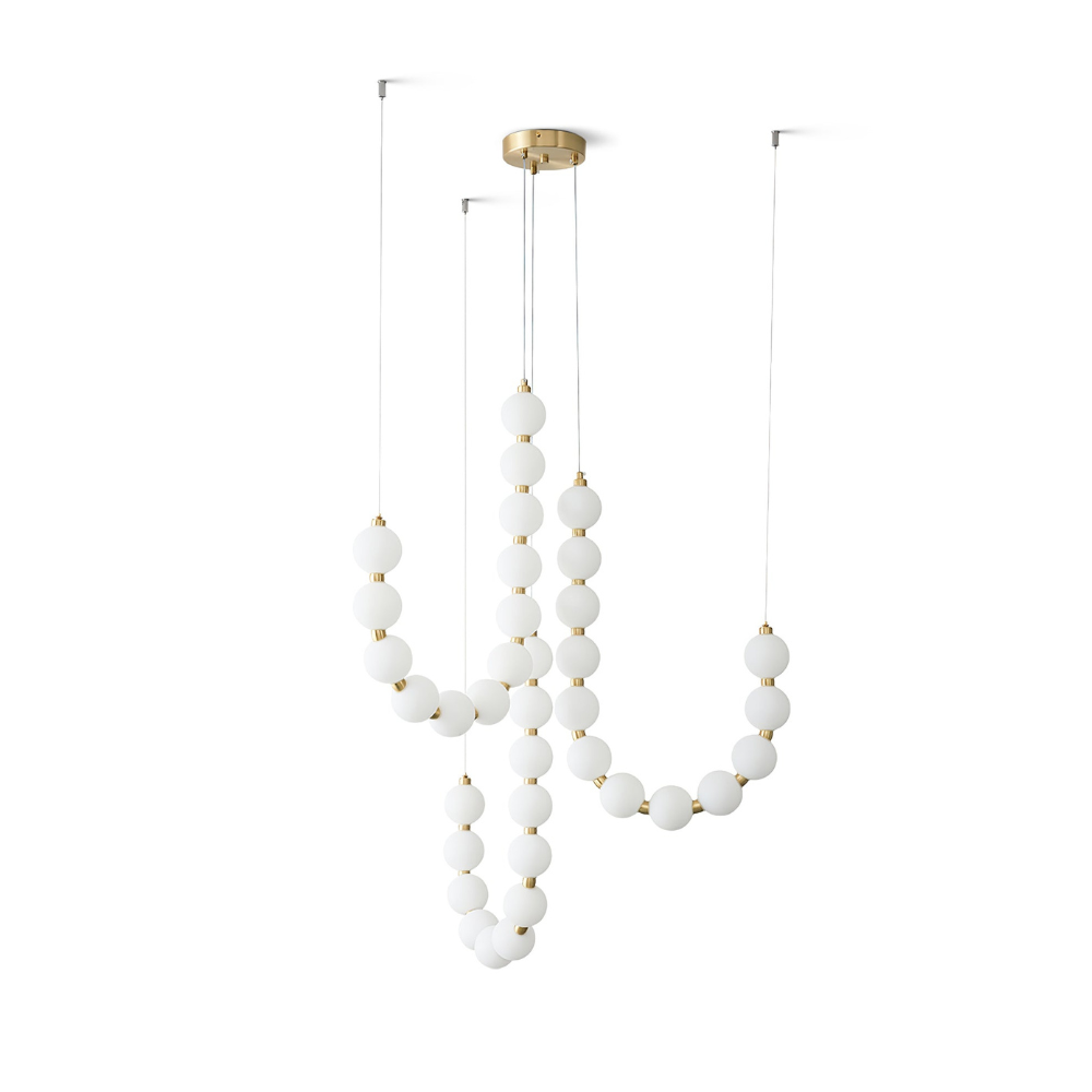 Hanging Ceiling Light with Acrylic Globes - Minimalist Sculptural Gold