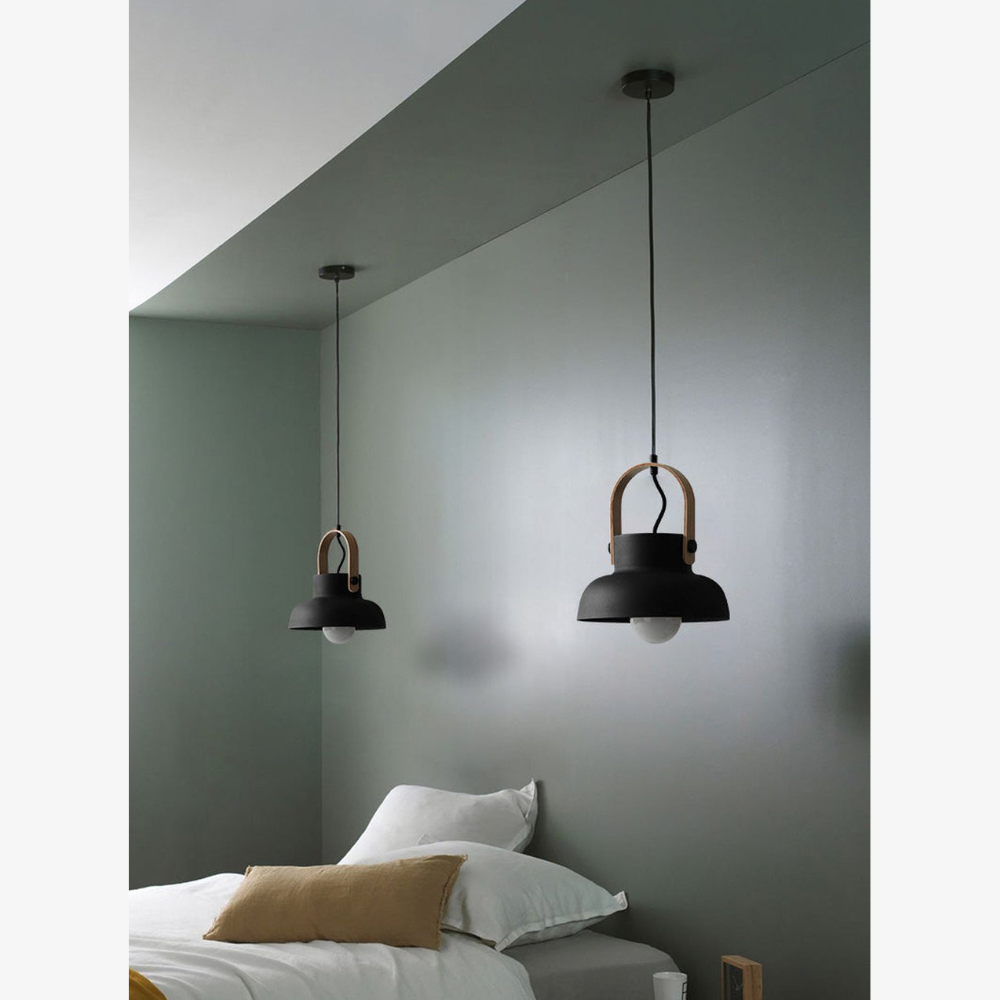 Moderne Pendelleuchte mit Holzoptik-Griff – Nordische konische Pendelleuchten