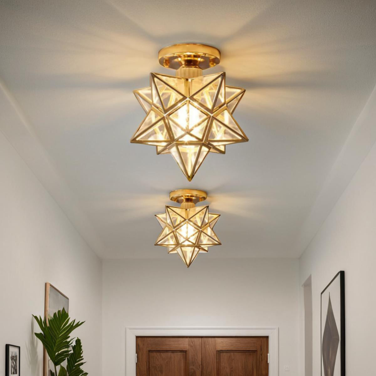 Plafonnier à forme d'étoile traditionnelle - Luminaire de plafond style ancien