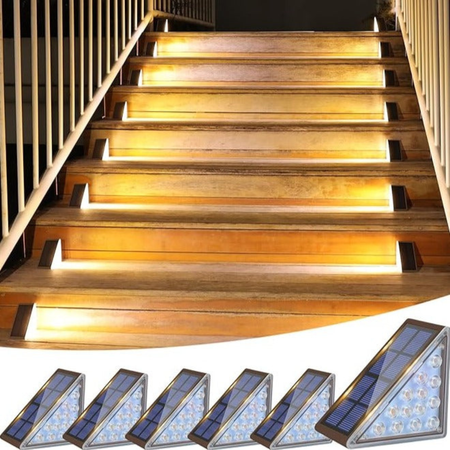 Solar Powered Stair Lights for Outdoor & Indoor