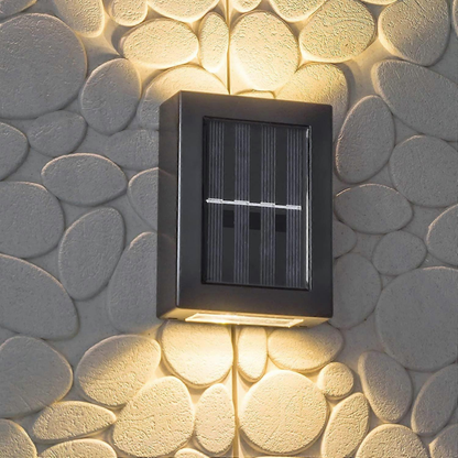 Solar Powered Outdoor Wall Sconce - Dual Beam LED Exterior Fence Light