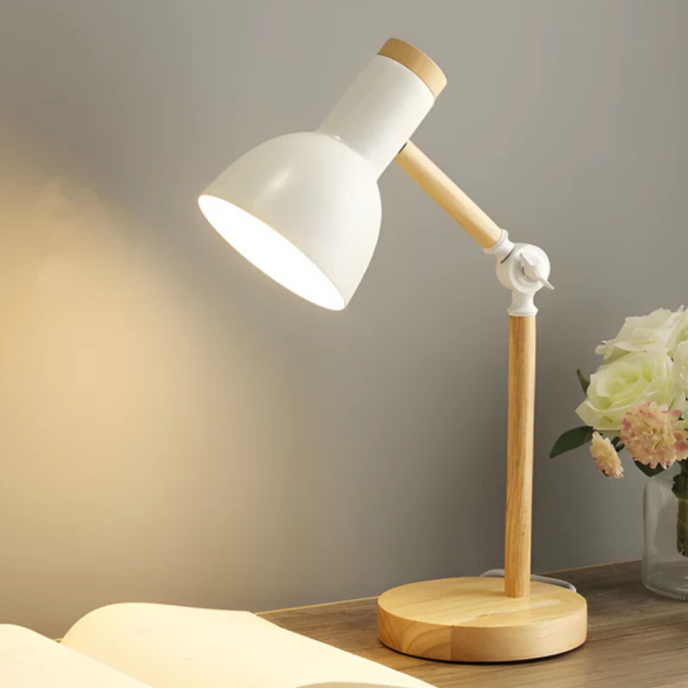 Adjustable Wood Desk Lamp - Modern Scandinavian Task Light