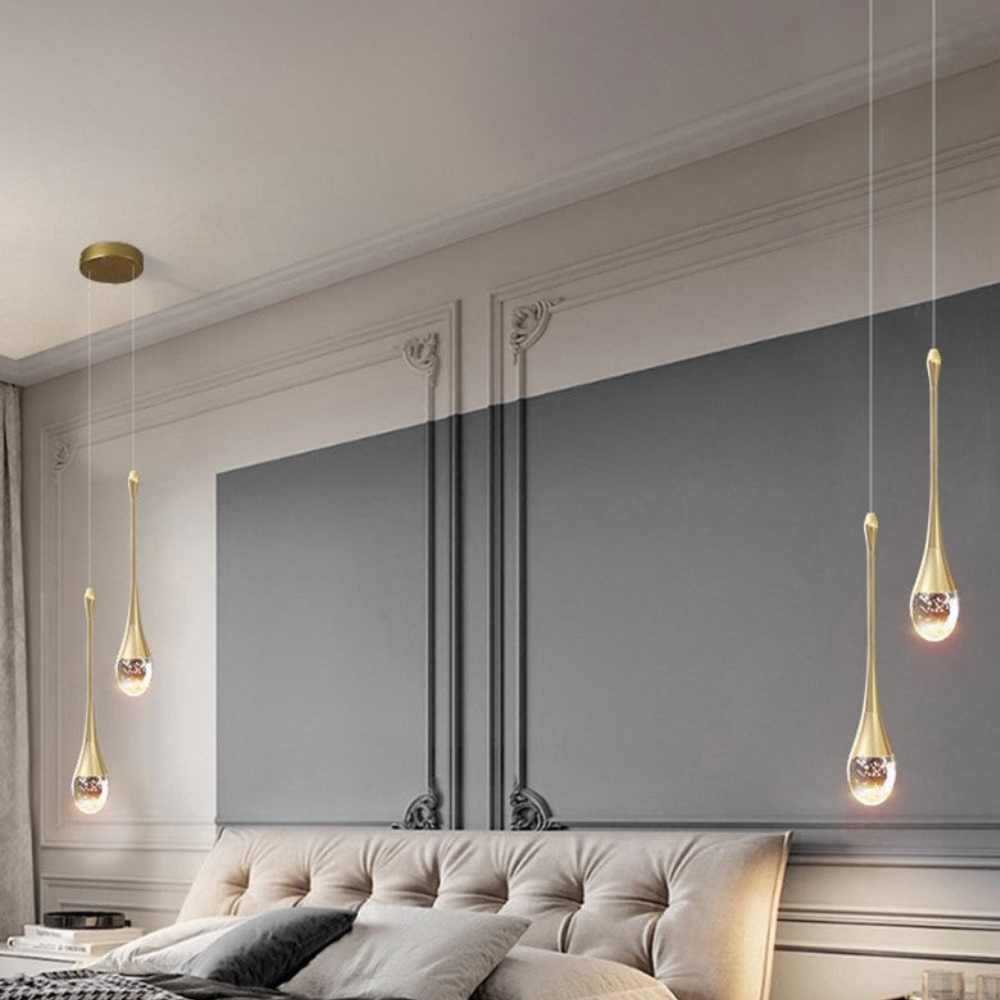 Wassertropfen-Hängeleuchte mit Blasen-Kristallglas – Moderner Stil