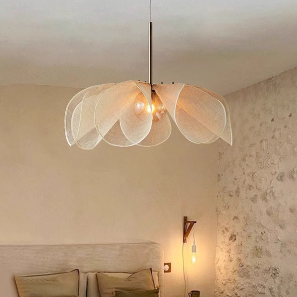 Architektonische Stoff-Schicht-Pendelleuchte – Minimalistischer Boho Stoff-Kronleuchter