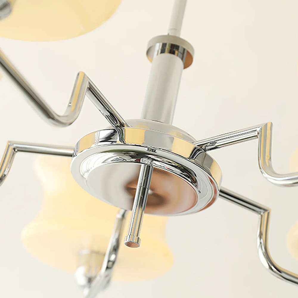 Chandelier with Glass Bell Shades - Mid Century Modern  Light