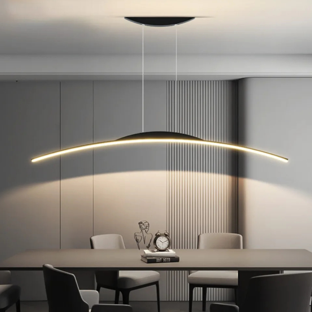 Linear Arch Pendant Light with Minimalist Curve - Contemporary Industrial