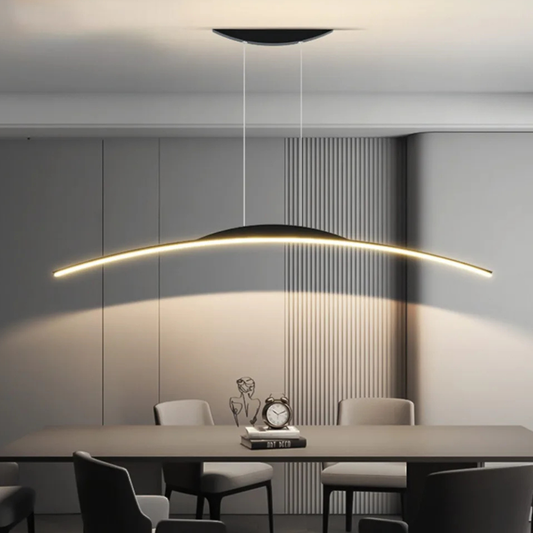Linear Arch Pendant Light with Minimalist Curve - Contemporary Industrial