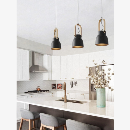 Modern Wood-Toned Handle Pendant Light - Nordic Tapered Pendant Lights