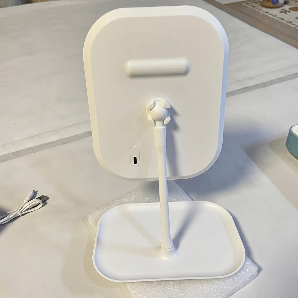 Miroir de maquillage rechargeable avec plateau de rangement intégré - Moderne et minimaliste